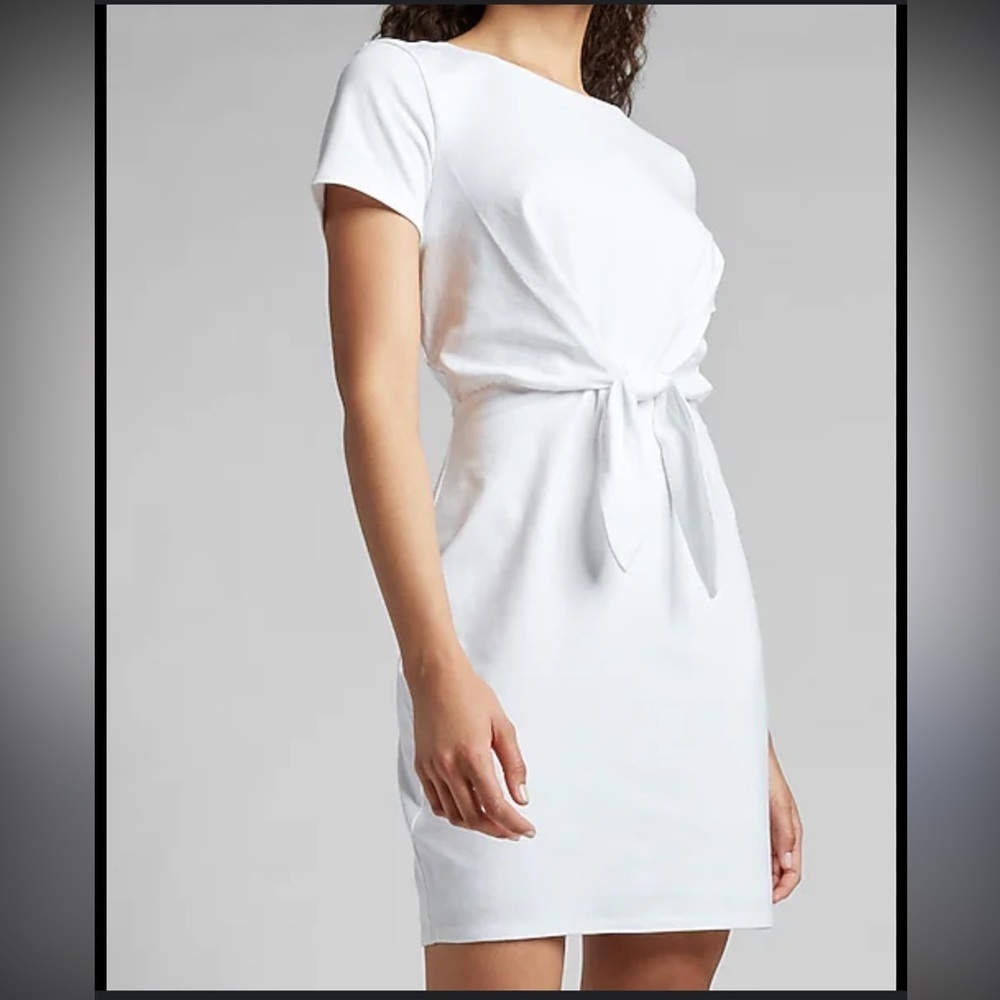 Express White Tie-Front Mini Dress